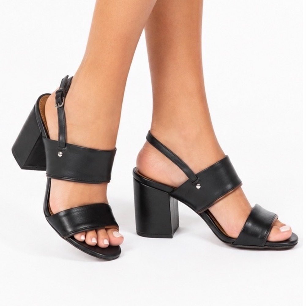 Coach Vintage Y2K Loretta Black Leather Block Heel Sandals Women's Size 8.5